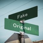 Street Sign the Direction Way to Original versus Fake